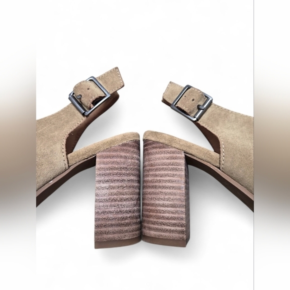 Madewell Cary Genuine Suede Leather  Sling Back Peep Toe Block Heel Sandals 7.5 - Picture 9 of 13